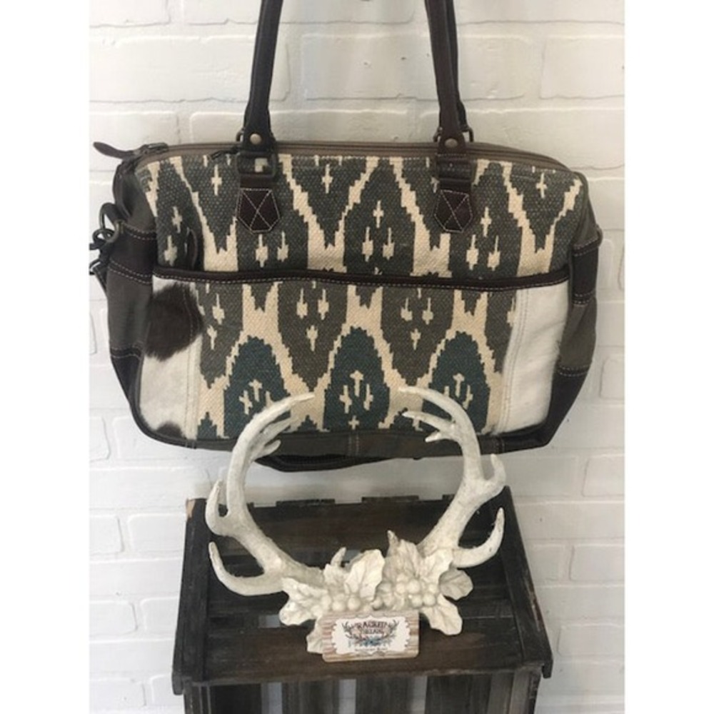 Myra Warrior Messenger Bag Computer Hair-On Cowhide New NWT Boho